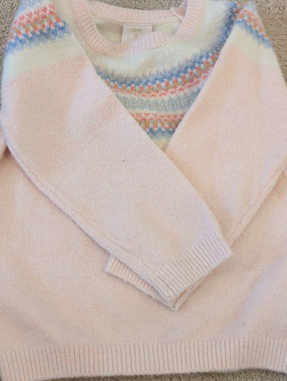 2TSoft Pink Fair Isle Knit Toddler Sweater